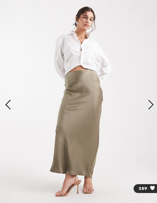 Asos - 4th & Reckless satin column maxi skirt in olive