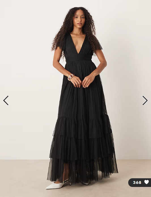 Lace & Beads Bridesmaid Madison maxi dress in black