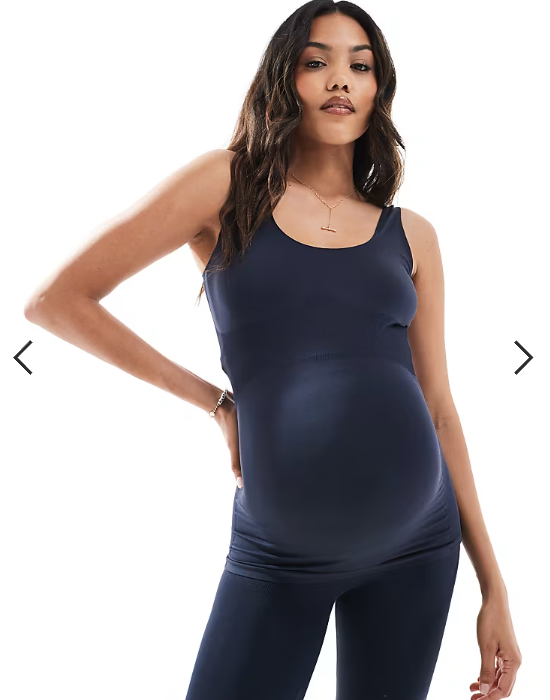 Mamalicious Maternity seamless vest top co-ord in dark sapphire