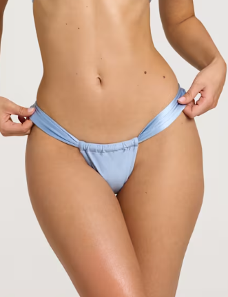 OhPolly - Ruched Thong Bikini Bottoms in Sky Blue