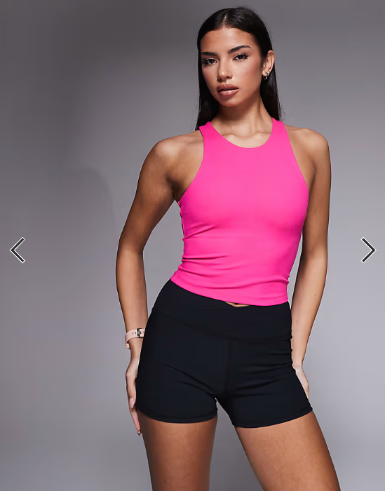 4505 Icon soft touch racer back vest with inner bra and removable padding in hot pink