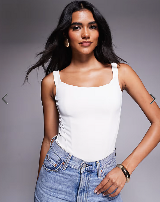 Good American sculpting corset bodysuit in white