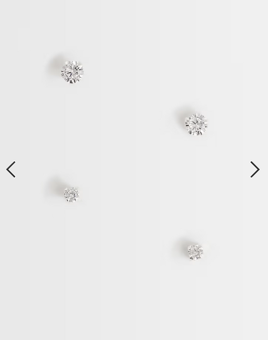 Kingsley Ryan crystal pack of 2 stud earrings in sterling silver