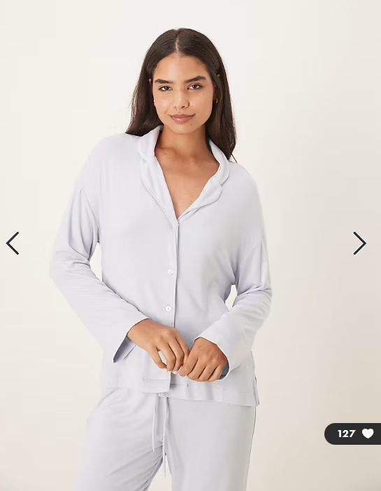 Gina Tricot mix and match soft long sleeve pyjamas shirt in light blue