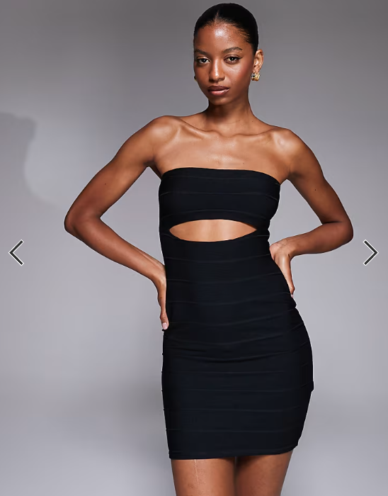 Kaiia exclusive bandeau cutout bandage mini dress in black