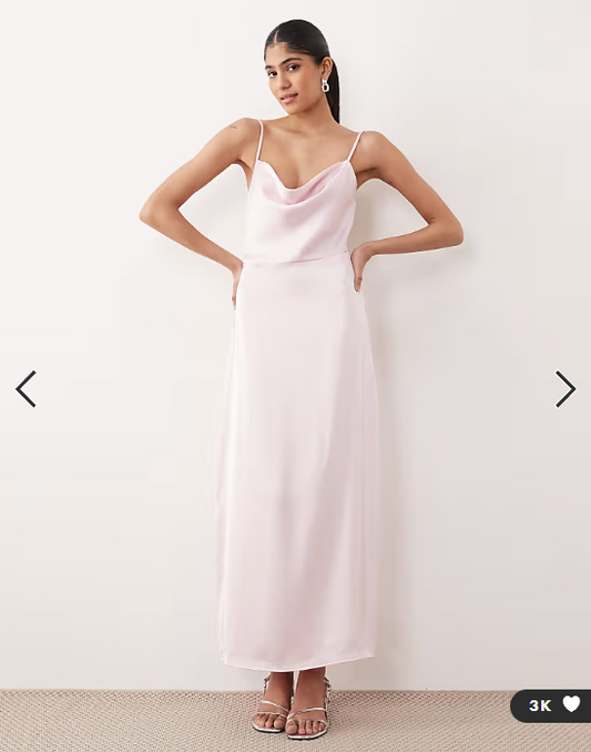 Vila satin cowl neck cami maxi dress in cherry blossom