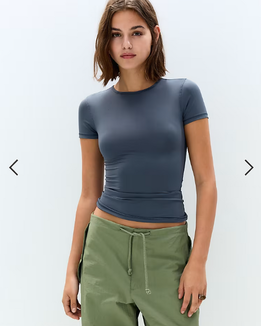 Pull&Bear Short sleeve polyamide t-shirt in navy