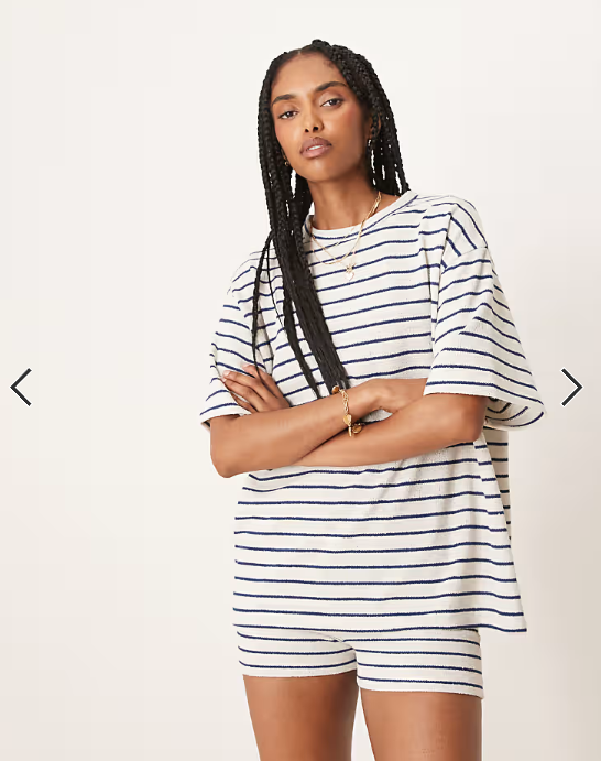ASOS DESIGN oversized t-shirt co-ord in knitted mono stripe