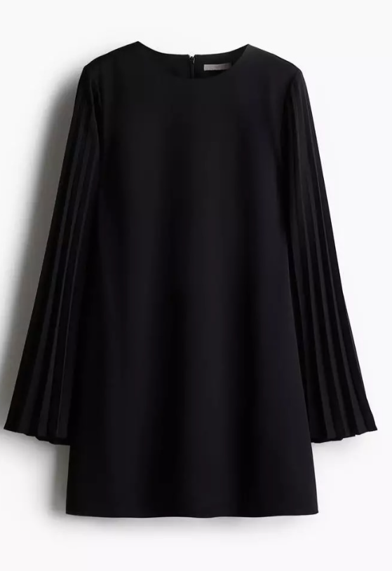H&M - Pleat-sleeved dress- Black