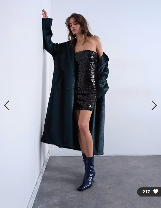 Topshop sequin bandeau mini dress in black
