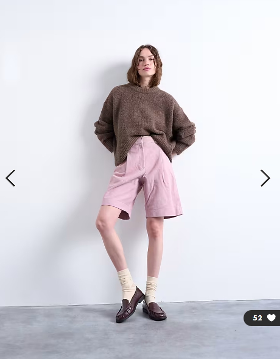Topshop premium real suede longline shorts in pink