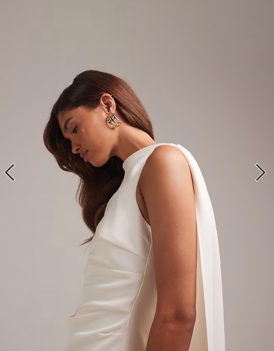 ASOS DESIGN high neck maxi wedding dress with train in ivory