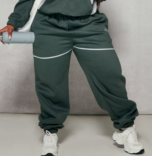 Plus Moss Green Luxury Ski Resort Slogan Joggers