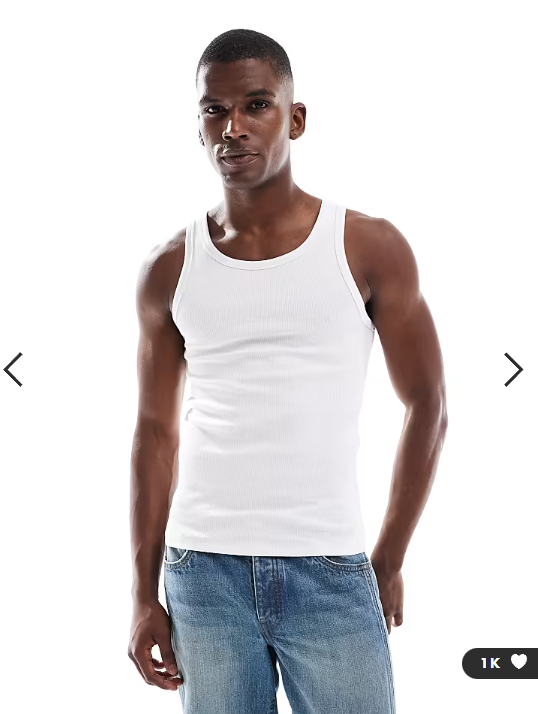 New Look muscle fit ribbed vest in white