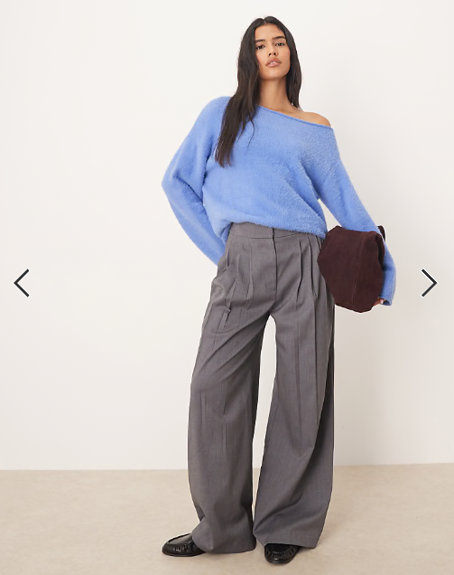 ASOS DESIGN eyelash off shoulder jumper in blue