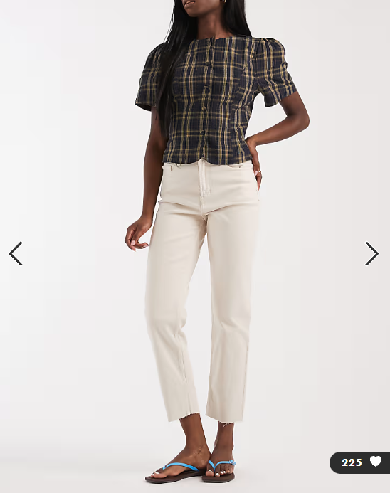 ONLY Emily high waisted straight leg jeans in ecru