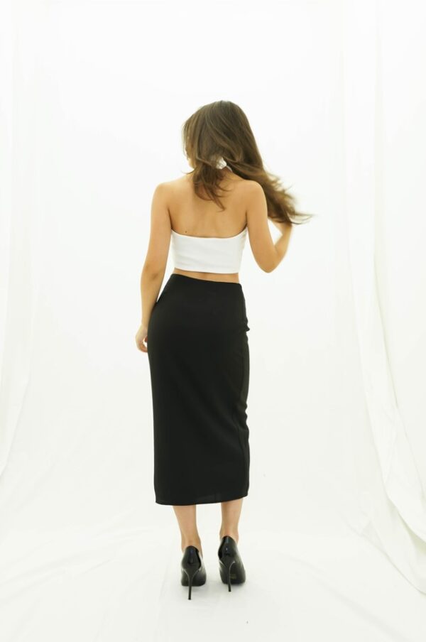 Front Slit Midi Skirt Black