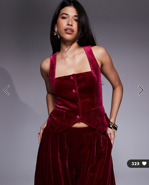 ASOS LUXE velvet waistcoat co-ord in pink