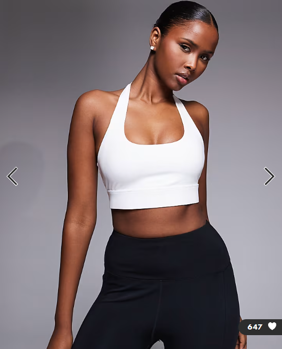4505 active halter neck performance medium support sports bra with removable padding in white