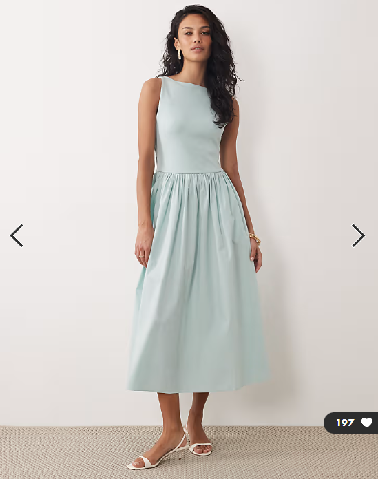 Nobody's Child Eliana boat neck ruched skirt midi dress in mint green
