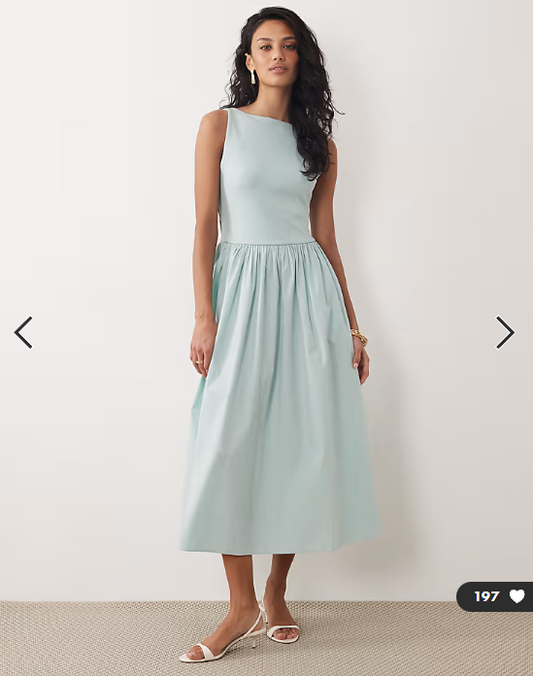 Nobody's Child Eliana boat neck ruched skirt midi dress in mint green