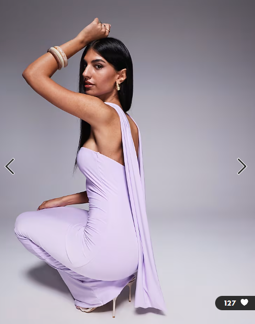 Fashionkilla double sculpted slinky scarf detail maxi dress in lilac