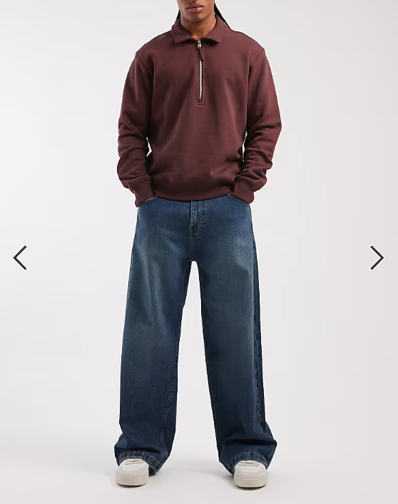 Hollister super baggy 5 pocket jeans in dark blue wash