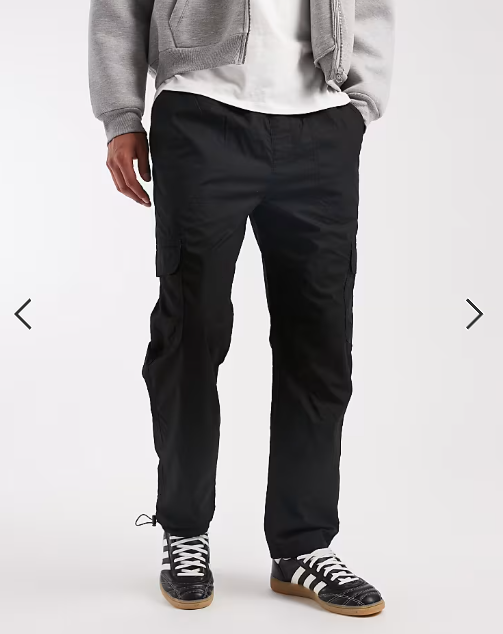 Brave Soul cotton poplin cargo pants in black