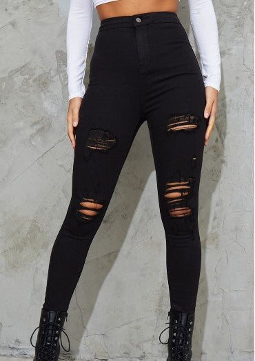 Black Ripped Disco Skinny Jeans