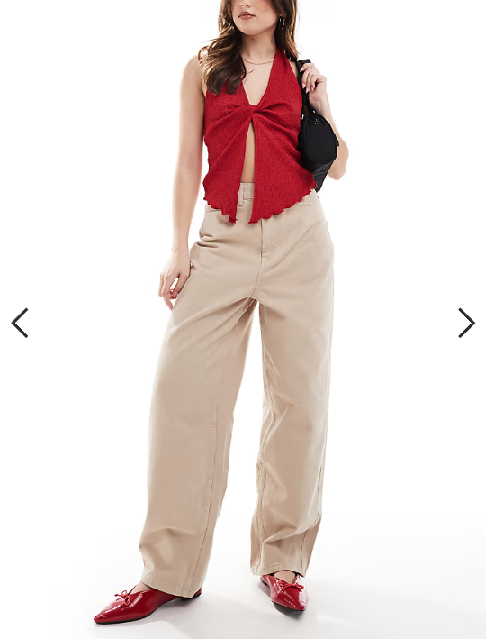 ASOS DESIGN tailored barrel leg jeans in neutral