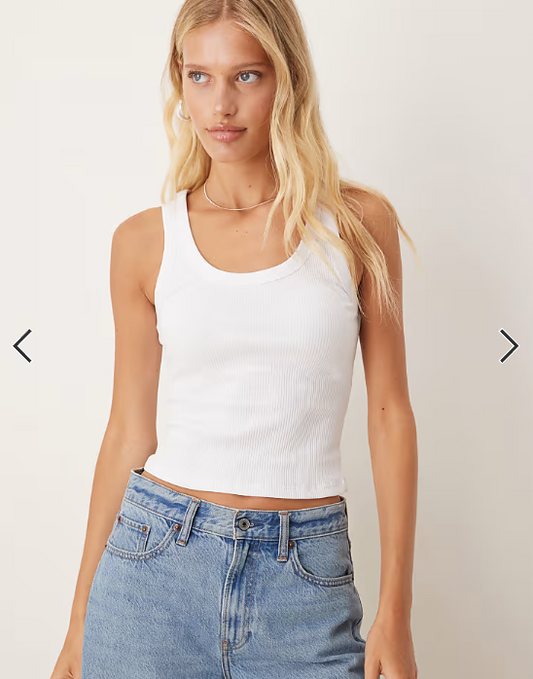 ASOS Design Rib Scoop Vest Top in white