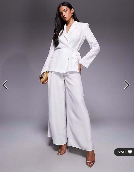ASOS LUXE co-ord pleated summer trouser in white