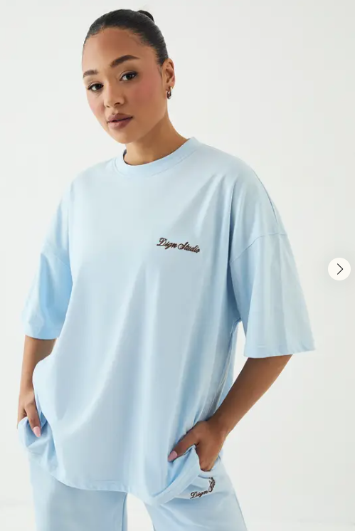 DSGN Studio Script Embroidered Oversized T-Shirt