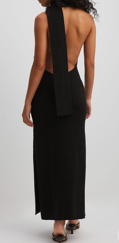 NAKD - Knitted Maxi Scarf Dress - black