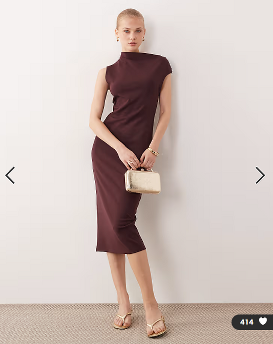 Mango asymmetric short sleeve midi dress in deep red