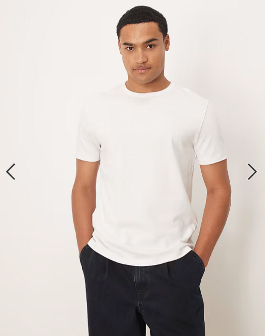 ARKET pure cotton heavyweight slim fit t-shirt in white.