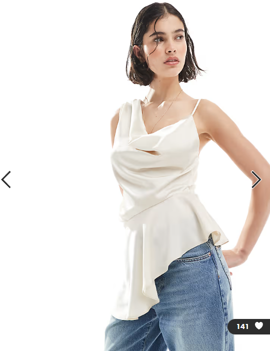 ASOS DESIGN asymmetric satin cami in plain