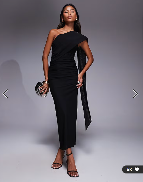 ASOS DESIGN mesh scarf detail bandeau maxi dress in black