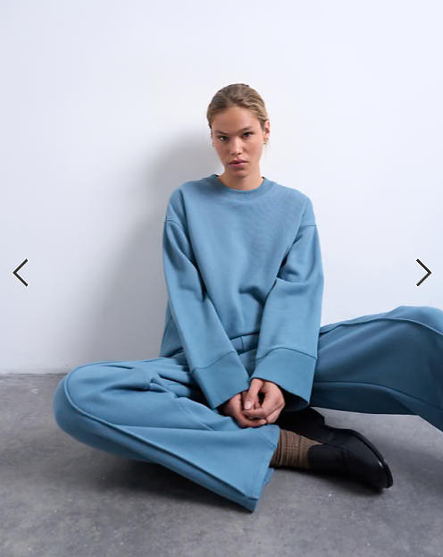 Topshop clean oversized deep cuff sweat in blue