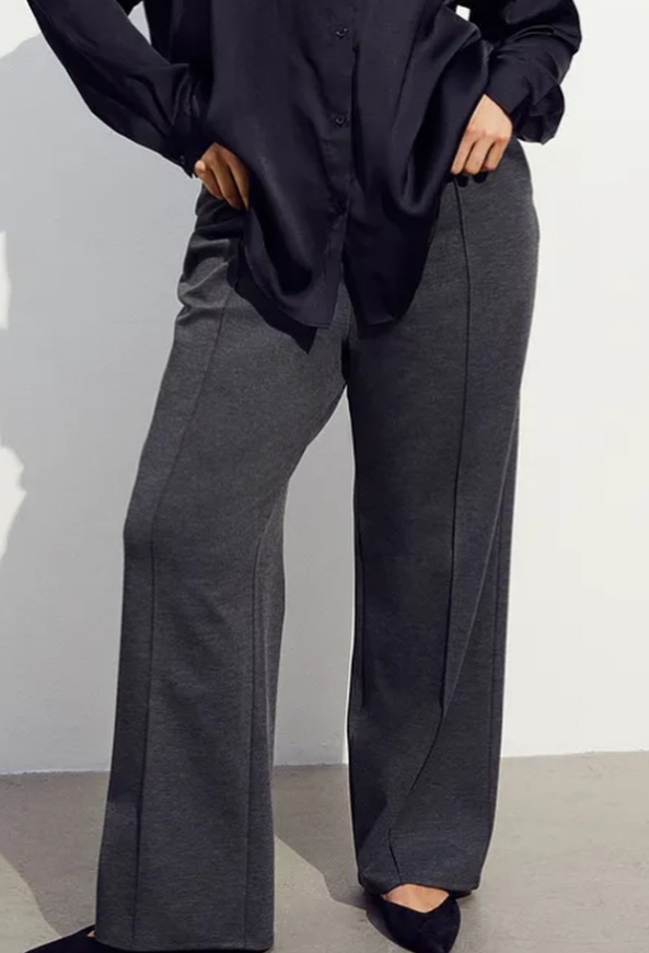 H&M - High-Waisted Tailored Trousers - Dk Grey