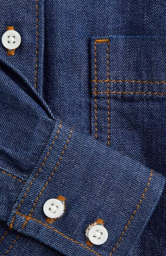 H&M -DENIM SHIRT - Dark Denim Blue