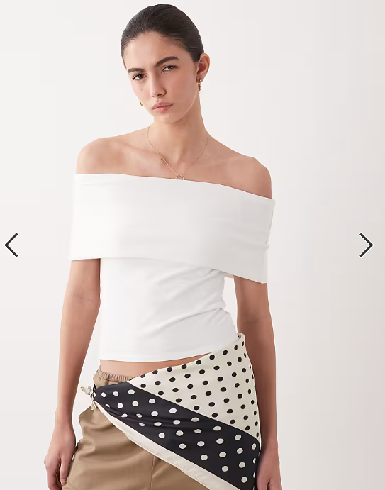 ASOS DESIGN off the shoulder fold over top in white