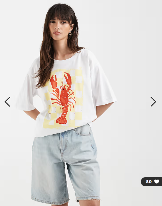 ONLY oversize t-shirt with lobster print in white