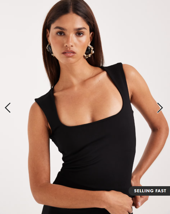 ASOS DESIGN co-ord ponte round neck top in black