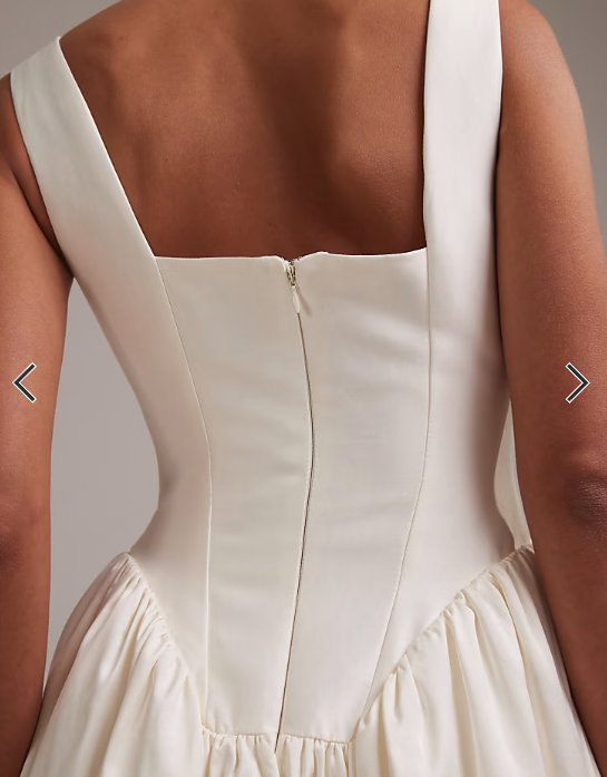 ASOS DESIGN square neck structured full skirt midi wedding dress in ivory