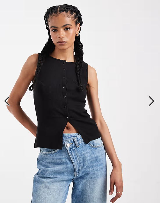 Brave Soul button down vest in black