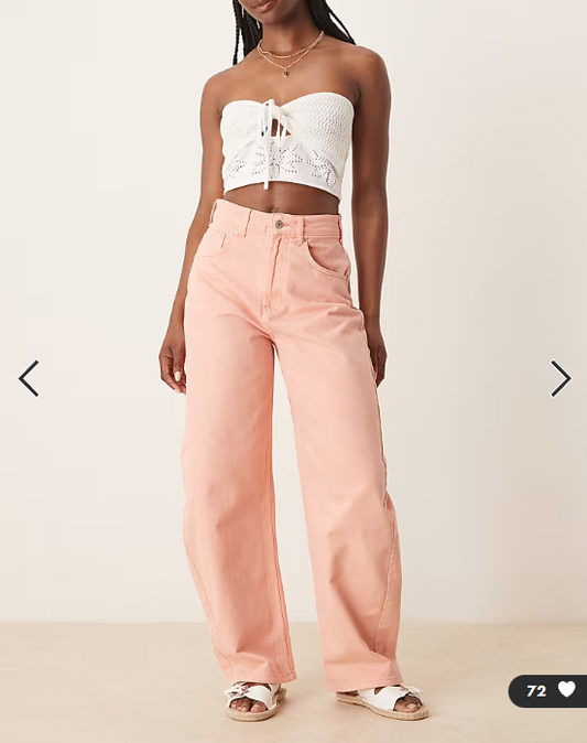 ASOS DESIGN high rise barrel leg jeans in soft apricot