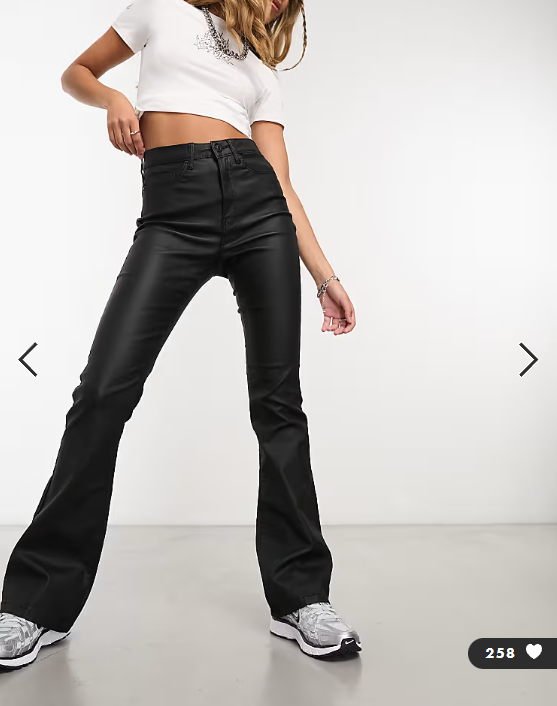 Noisy May Sallie high rise slim flare coated jeans in black