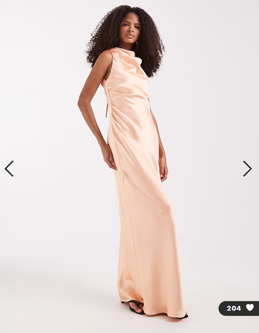 Pretty Lavish Everlee satin cowl maxi dress in apricot