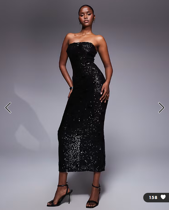 TFNC bandeau maxi dress in black sequin